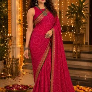 Rani Rang Bandhani Saree