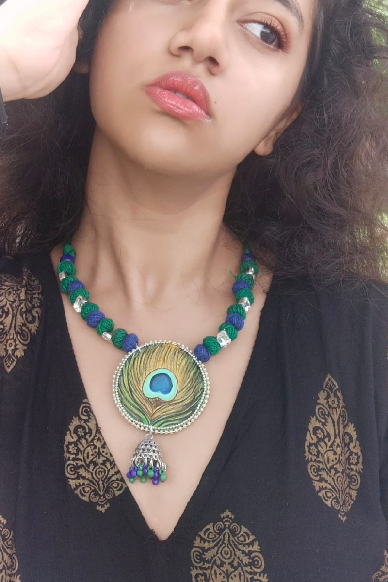 Mayurika – Handcrafted Peacock Elegance Necklace Set - Image 2