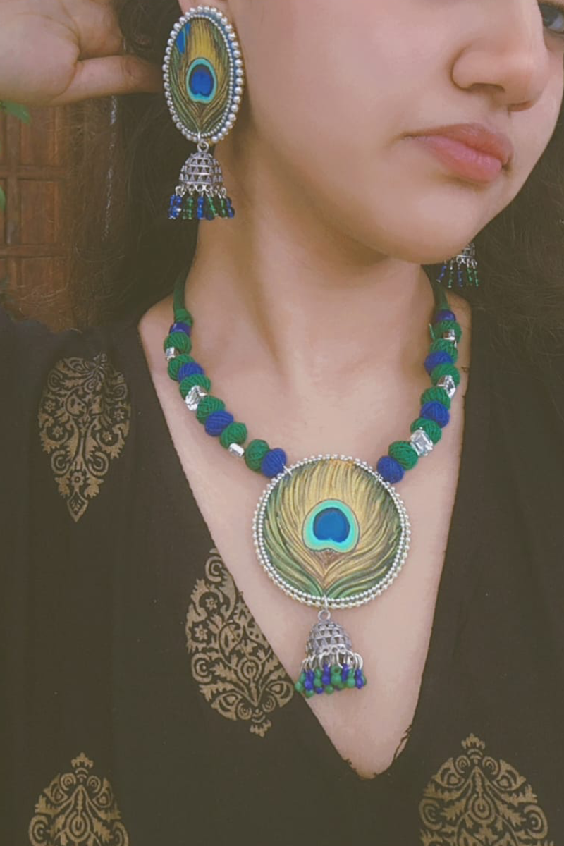 Mayurika – Handcrafted Peacock Elegance Necklace Set - Image 7