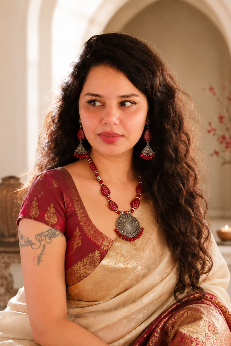 Arunima – Heritage Statement Necklace Set - Image 2