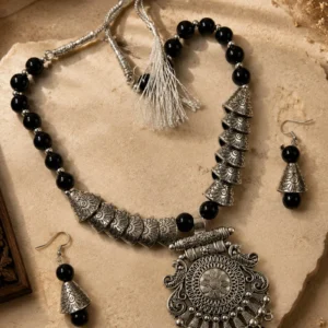 Nishka - Handcrafted Oxidized Statement Necklace Set.