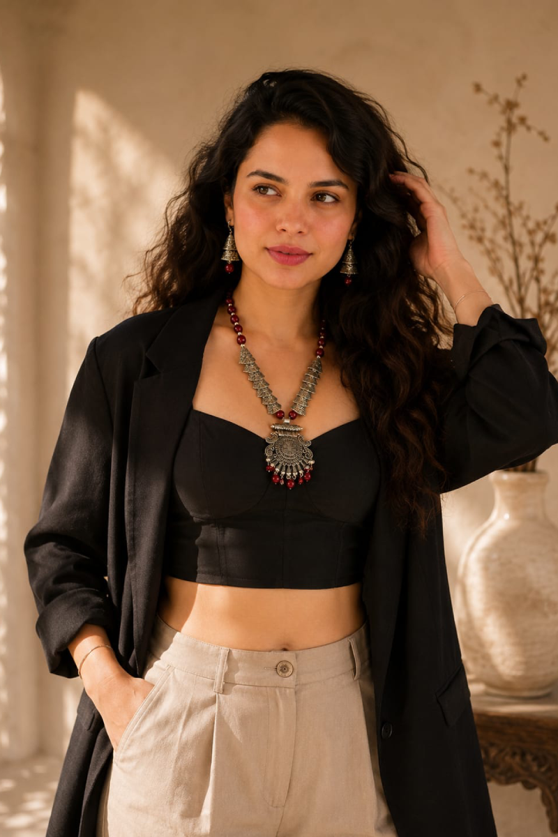 Raktima – Heritage Statement Necklace Set - Image 2