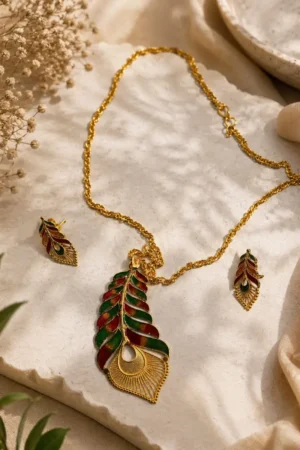 Pankhuri – Enchanted Feather Pendant Set