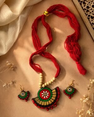 MUDRITA  Handcrafted Terracotta Statement Necklace Set