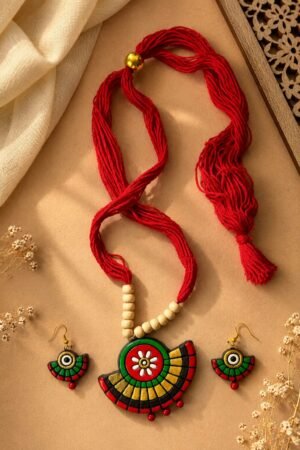 MUDRITA  Handcrafted Terracotta Statement Necklace Set