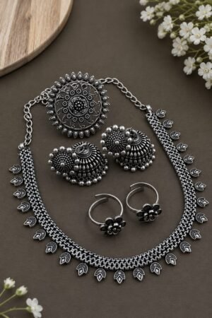## *Set Name: Rangrez Heritage Oxidised Silver Set*