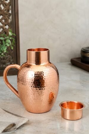 Hammered Copper Water Jug & Tumbler